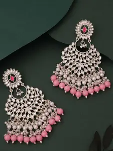 Lyriss Gold Plated Artificial Stone Studded & Beaded Contemporary Chandbalis