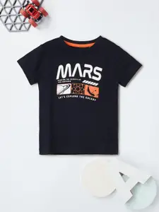 max Boys Typography Printed Applique T-shirt