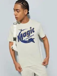 max Men Typography Printed Applique T-shirt