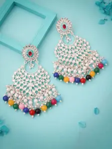 Anouk Gold-Plated Artificial Stones And Beads Beaded Contemporary Shaped Drop Earrings
