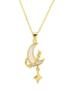 DressBerry Half Moon Shaped Stone Studed Pendant Chain