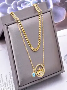 DressBerry Stone Studed Layered Pendant Chain