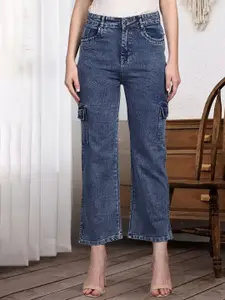 DressBerry Women Comfort Straight Fit High-Rise Light Fade Acid Wash Stretchable Jeans