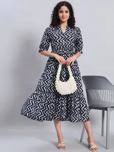 PIDAVLIYA'S Print A-Line Midi Dress