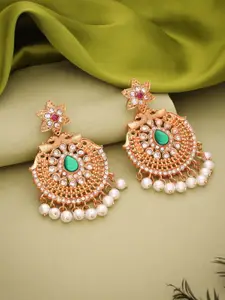 Lyriss Gold Plated Artificial Stone Studded & Beaded Contemporary Chandbalis