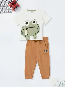 max Boys Printed Round Neck Pure Cotton T-shirt With Joggers