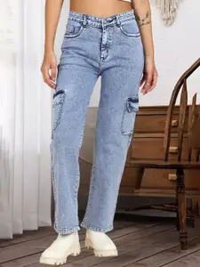 DressBerry Women Comfort Straight Fit High-Rise Light Fade Acid Wash Stretchable Jeans