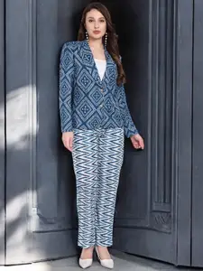 The BANJARA TRAIL Bandhani Printed Notched Lapel Collar Cotton Single Breasted Blazer