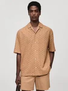 MANGO MAN Pure Cotton Schiffli Casual Shirt