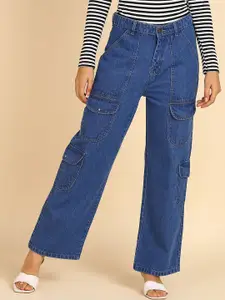 DressBerry Women Comfort Straight Fit High-Rise Light Fade Acid Wash Stretchable Jeans