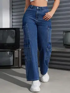 DressBerry Women Comfort Wide Leg High-Rise Light Fade Acid Wash Stretchable Jeans