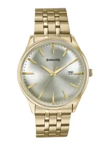 Sonata Men  Dial & Stainless Steel Straps Analogue Watch 77166YM01