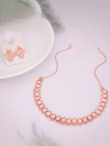 Anouk Gold-Plated Artificial Stones-Studded Necklace and Earrings