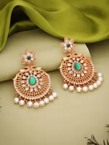 Anouk Gold-Plated Artificial Stones And Beads Beaded Contemporary Shaped Drop Earrings