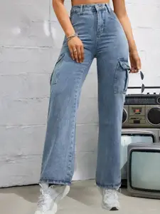 DressBerry Women Comfort Straight Fit High-Rise Light Fade Acid Wash Stretchable Jeans