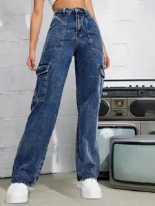 DressBerry Women Comfort Straight Fit High-Rise Light Fade Acid Wash Stretchable Jeans