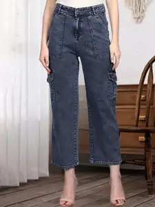 DressBerry Women Comfort Straight Fit High-Rise Light Fade Acid Wash Stretchable Jeans