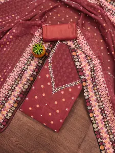 MANVAA Embellished Organza Unstitched Dress Material