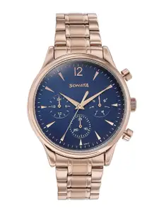 Sonata Men Dial & Stainless Steel Bracelet Straps Analogue Watch 77146WM01