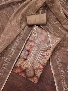 MANVAA Embellished Organza Unstitched Dress Material