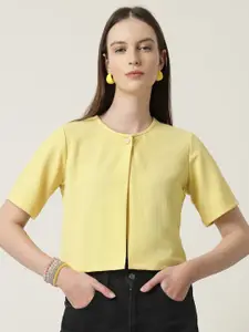 Style Quotient Round Neck Open Front Shrug