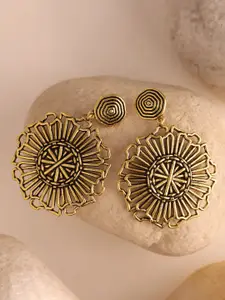 Voylla Gold-Plated Quirky Oxidised Drop Earrings