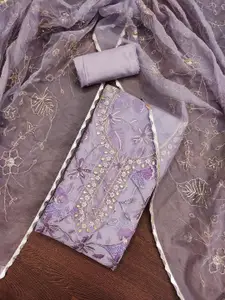 MANVAA Embellished Organza Unstitched Dress Material