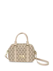 Cavalli Class Printed Structured Satchel with Cut Work