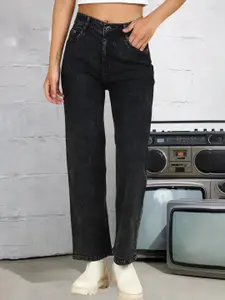 DressBerry Women Comfort Straight Fit High-Rise Light Fade Acid Wash Stretchable Jeans