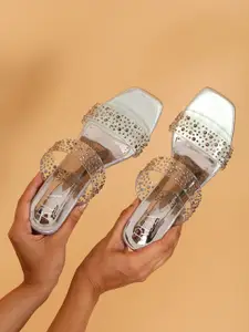 RUXBYPAYAL Women Embellished Block Sandals