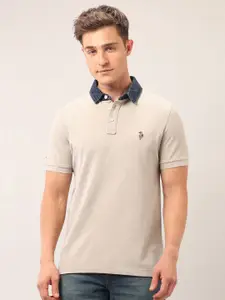 U.S. Polo Assn. Denim Co. Men Brand Logo Polo Collar Pockets Slim Fit T-shirt