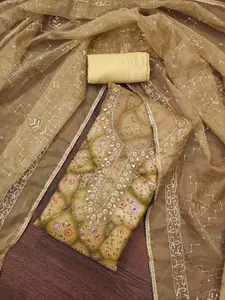 MANVAA Embellished Organza Unstitched Dress Material