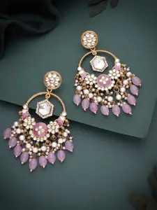 Lyriss Gold-Plated Artificial Beaded Contemporary Shaped Jhumkas