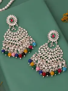 Lyriss Gold-Plated Artificial Stones Studded & Beaded Contemporary Chandbalis