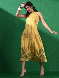 all about you Tropical Print A-Line Midi Dress