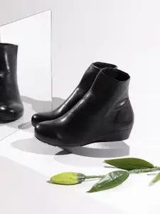 Inc 5 Women Round Toe Wedge Heel Ankle Boots