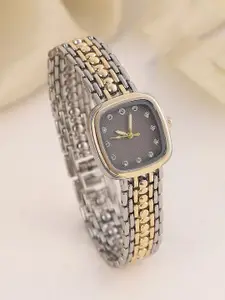 HAUTE SAUCE by  Campus Sutra HAUTE SAUCE by Campus Sutra Women Embellished The Amun Square Watch Ash GreySS25_HSWC1370