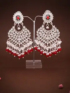 Lyriss Gold-Plated Artificial Beaded Contemporary Shaped Jhumkas