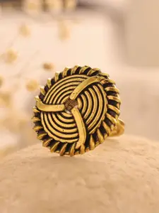 Voylla Gold-Plated Woven Wonder Oxidised Swirled Ring