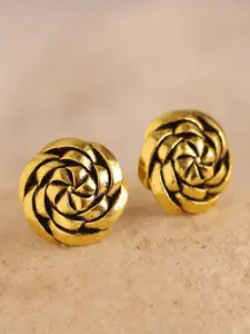 Voylla Woven Wonder Twisted Gold Plated Floral Shaped Studs Earrings