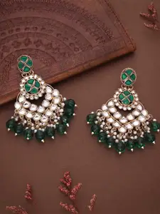 Lyriss Gold-Plated Artificial Beaded Contemporary Shaped Jhumkas