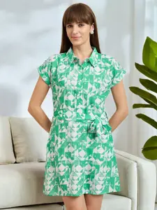 DressBerry Print Crepe A-Line Mini Dress