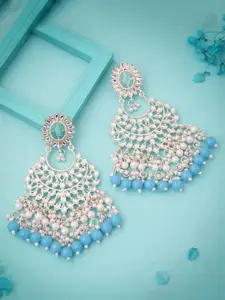 Anouk Gold-Plated Artificial Stones And Beaded Contemporary Shaped Drop Earrings