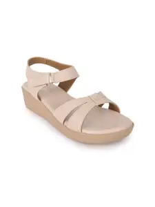 Padchin Women Textured PU Wedge Sandals