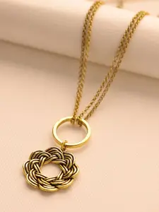 Voylla Brass Gold-Plated Oxidised Necklace