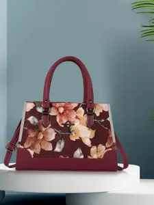SPOTIC Floral Structured Satchel with Tasselled