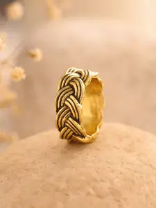 Voylla Gold-Plated Woven Wonder Intertwist Band Ring