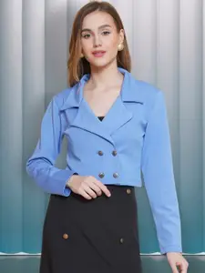 KATLINE Relaxed-Fit Double-Breasted Notched Lapel Collar Long Sleeves Blazer