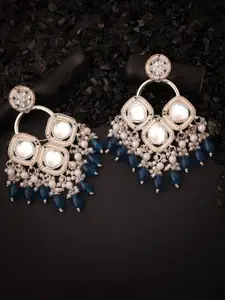 Lyriss Silver-Plated Artificial Beads Contemporary Jhumkas