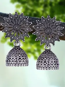 DIVASTRI Set Of 5 Silver-Plated Square Shaped Oxidized Jhumkas
